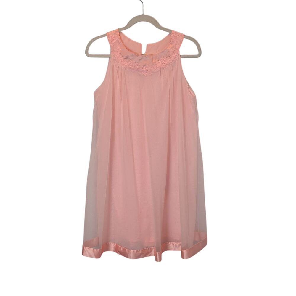 Vintage 70s Gossard Artemis Sz S Peach Chiffon Sheer Swing Babydoll Nightgown